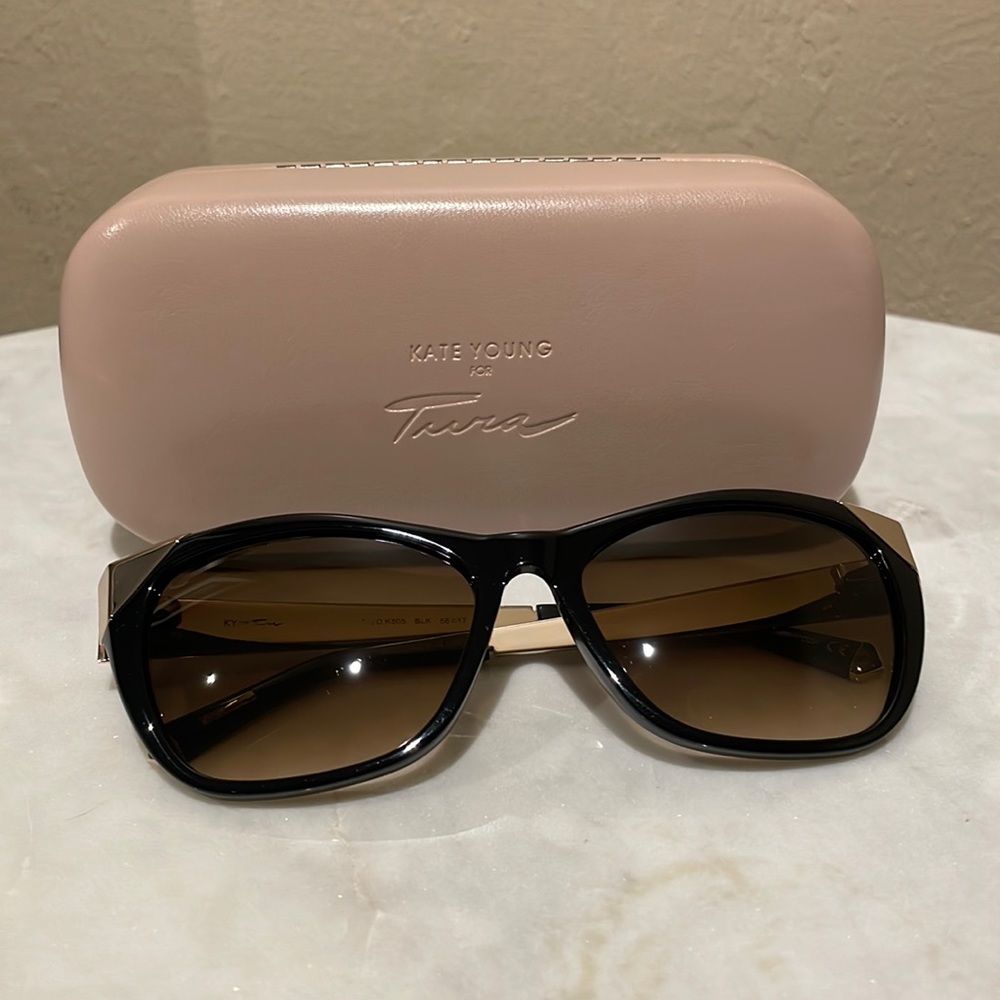 Kate Young K505 Gradient tint black and gold universal fit sunglasses